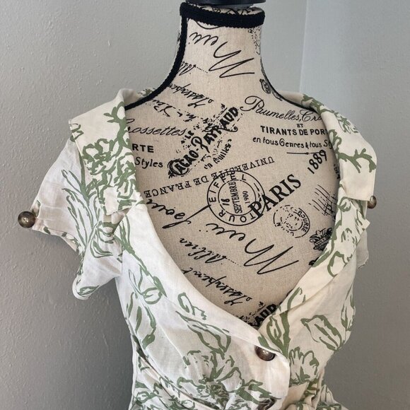 Free People Thing Called Love Ivory Green Mini Dress - Size 2 (V6) - Picture 3 of 14